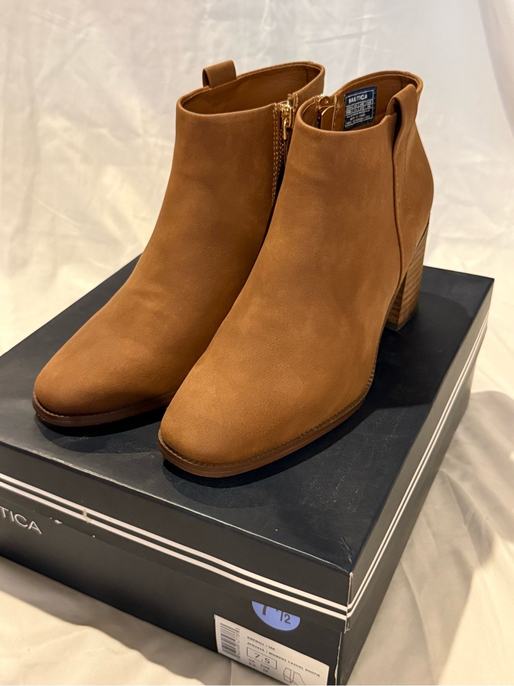 Nautica Women's Cognac Tan Block Heel Ankle Booties